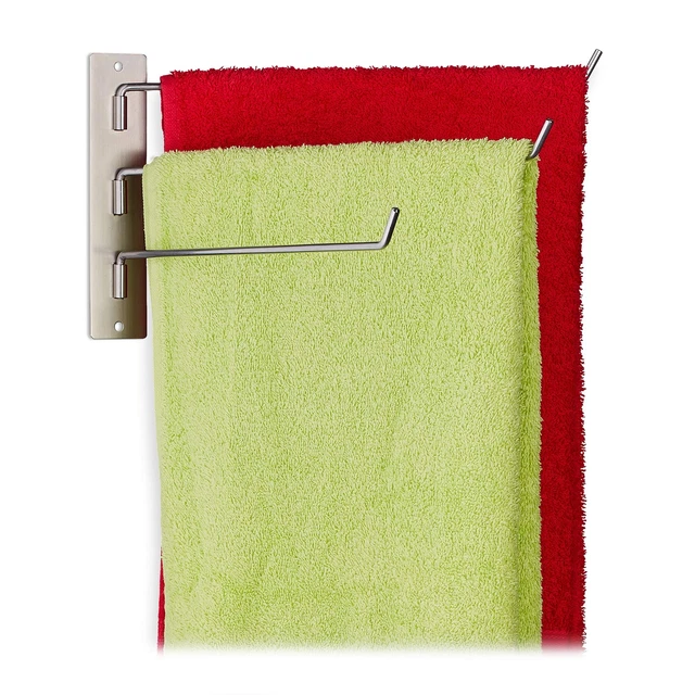 Porte-serviettes à Accrocher - Tringle Acier Inox Sans Perçage - Pour Porte Ou Armoire - Cuisine Et Salle De Bain