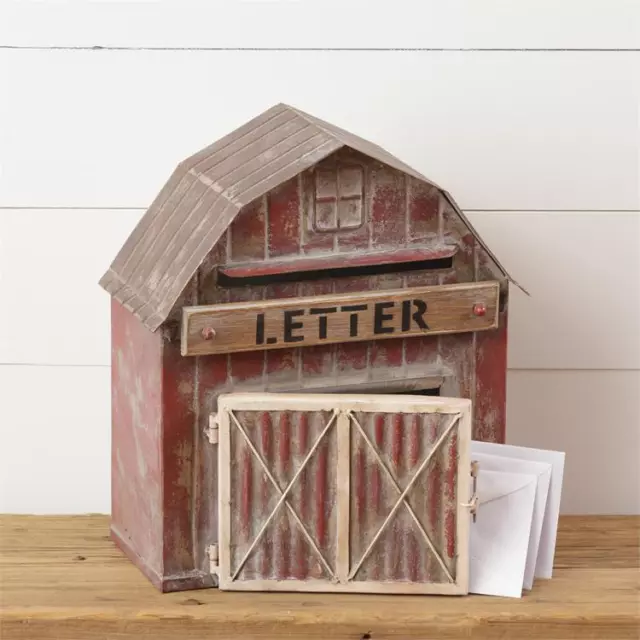 Rustic Red Barn Shaped Mailbox