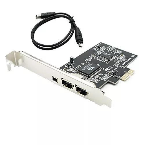 PCIE PCI-E Firewire IEEE 1394 2+1 3 Port Card Work With Windows 7 32/64 + Cable