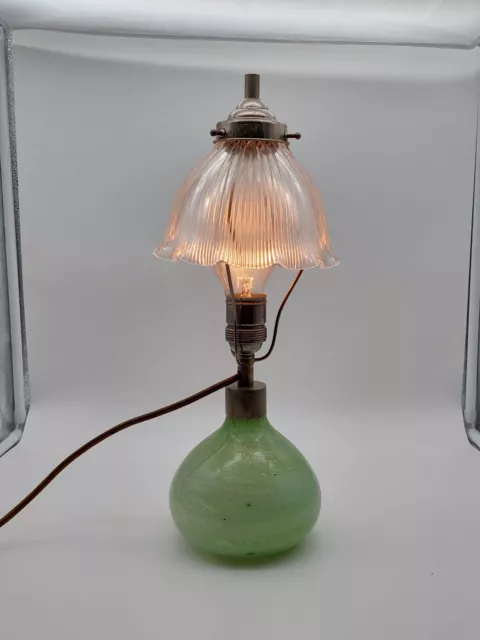 Art Deco Bauhaus Glas Lampe WMF Ikora ? 30er Jahre mit Lampenschirm Tischlampe