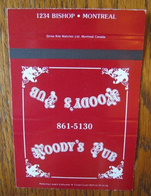 Restaurant 40 Strikes Matchbook Matchcover: Noody's Pub (Montreal, Quebec) -E9