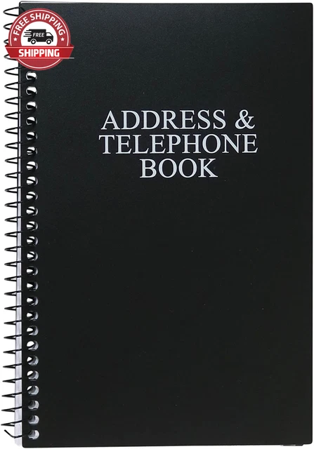 Iconikal Address and Telephone Book, Black, 8 X 5 Inches