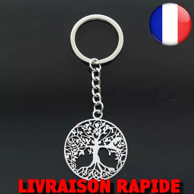 Porte Clés Arbre De Vie 40x35mm Antique Argent Mode Bijoux Cadeaux Métal Femme