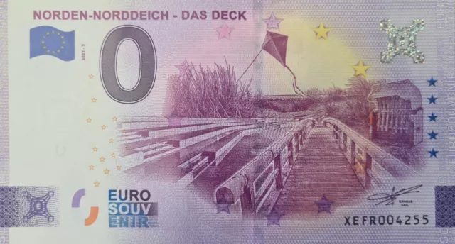 XEFR 2022-3 Null 0 Euro Schein Norden-Norddeich Das Deck  Nordsee Souvenirschein