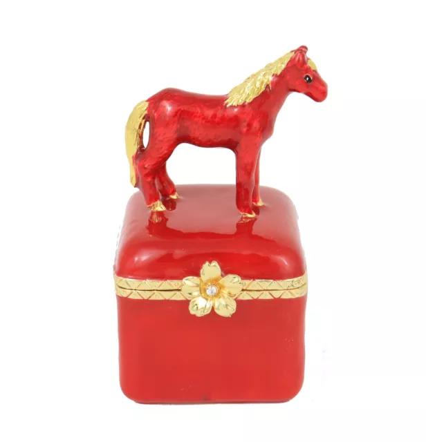 Feng Shui Red Horse Peach Blossom Treasure Box