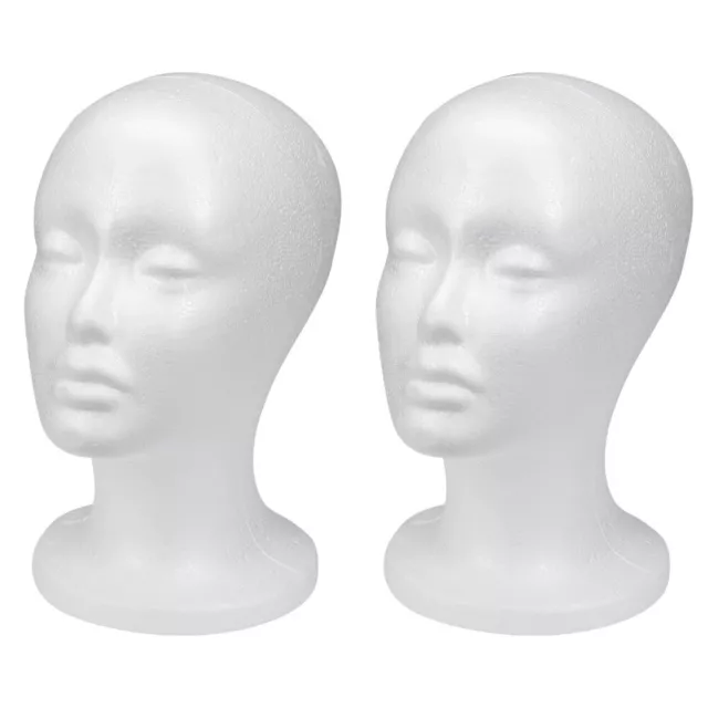 Set 2 Foam Model Head Art Mannequin Display Halloween Wig Holder Female Face