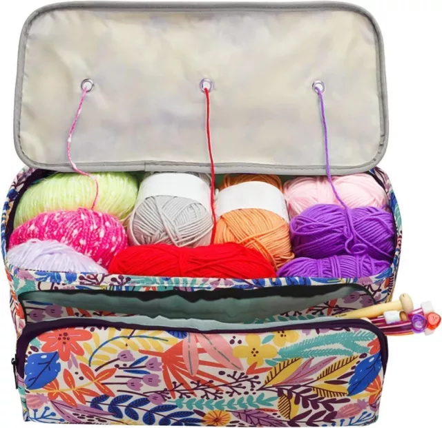 Knitting Yarn Bag Storage Portable Crochet Wool Storage Bag Organizer with Holes