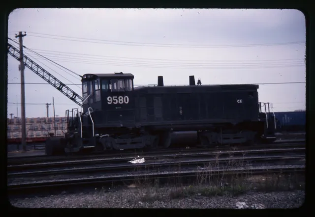 Railroad Slide - Conrail #9580 Switcher Locomotive 1978 Vintage Train Yard