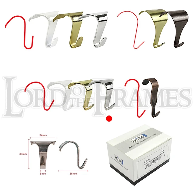 10 x ganci per stampaggio su rotaia argento cornice da appendere cornice 38 x 34 mm