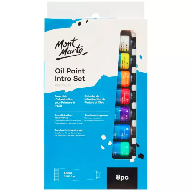 Mont Marte Oil Paint Intro Set 8 pce x 18 ml Arts Craft Artist Premium Oil