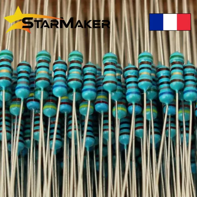 Résistances 1/4W 0.25W 1% film métal resistor par Lot de 20 pcs - 10 à 1M Ohms 3