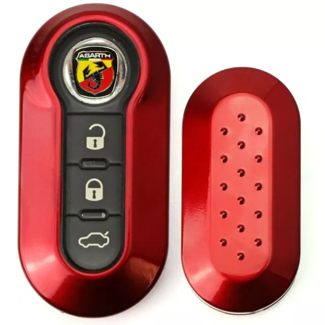 Pour FIAT 500 500L 500X Abarth Clé pliante à 3 boutons Couvercle de clé rouge