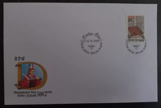 1988 Finland 1st Printed Book FDC ties 1.8Mk Stamp cd Turku Abo