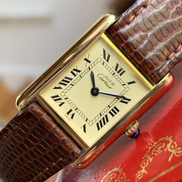 VINTAGE NOS MUST De Cartier Tank Ladies Manual Wind Wristwatch Box ...