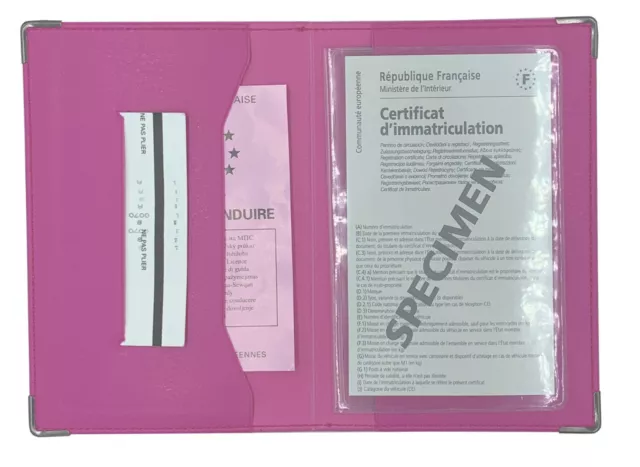 Porte-papiers croute de cuir – carte grise – permis de conduire – carte  d'identité – assurance – Fuchsia