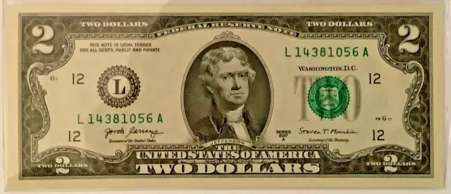 2017 TWO DOLLAR BILLS (7) - US FEDERAL RESERVE NOTES/Uncirculated