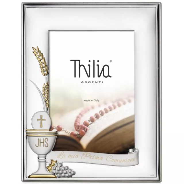 Cornice In Argento Thilia Regalo Prima Comunione Foto 13 x 18 Made in Italy