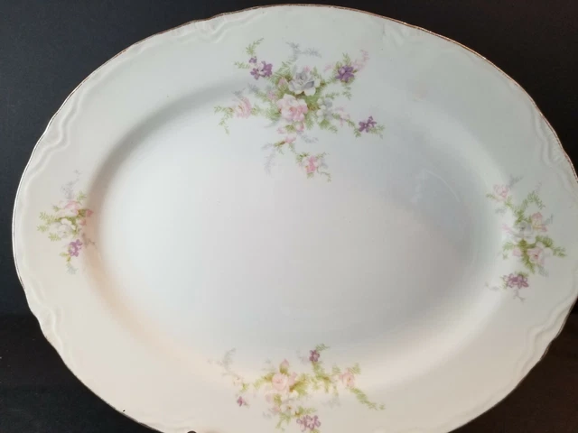 HLC2022 by Homer Laughlin Republic Shape 11 3/4" Oval Serving Platter Gold Trim