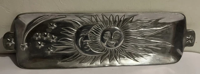Ann Kary Mexican Folk Art Pewter Baquette Bread Tray Sun, Moon and Stars Ann Kary Mexican Folk Art Pewter Baquette Bread Tray Sun, Moon and Stars