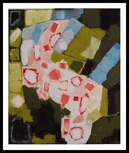 Quadro dipinto ad olio informale, 60 x 70 cm, Ramo di mandorlo in fiore