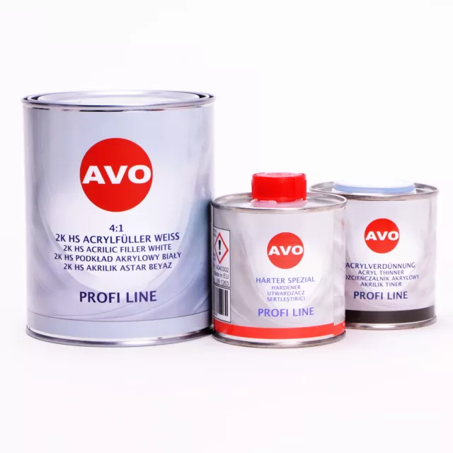 AVO 2K Acryl Füller 4:1 weiß mit Härter 1,5 Liter Set Dickschicht A020410S