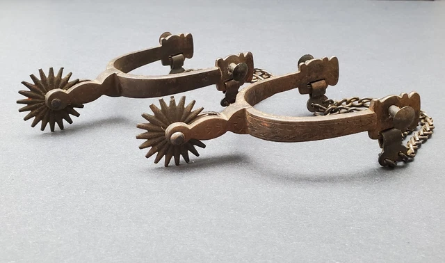 Antique North & Judd Iron Spurs Pair Cowboy Western With Chains