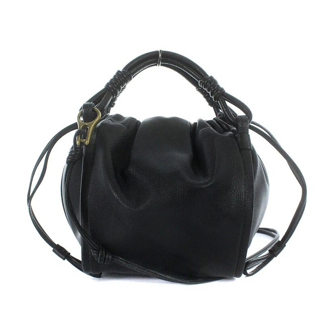 Tofu Roadstone Loadstone Handbag Shoulder Bag 2Way Leather Black /Ak20 Women