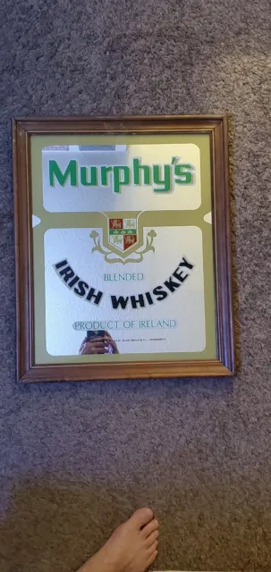 Vintage Murphy’s Irish Whiskey Mirror Rare Ireland 23x19 bar sign pub blended