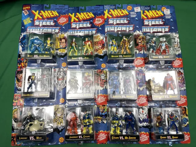 Vintage Marvel X-MEN Steel Mutants Die Cast Metal Figures Lot Of 12 ToyBiz 1994