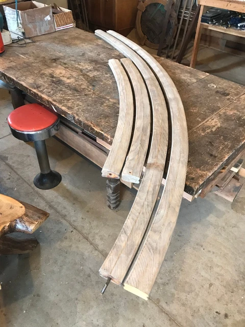 antique architectural salvage curved wood porch rail NOS