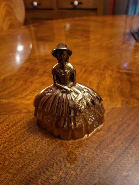 Vintage Victorian Dinner Bell Girl/Woman Figurine Brass Made In England