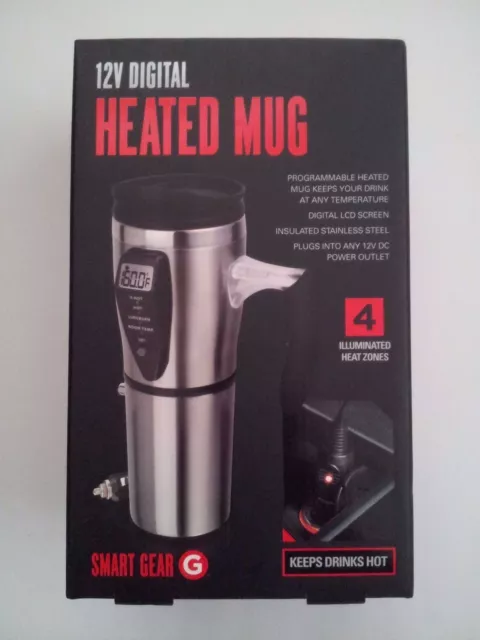 New Smart Gear 12V Digital Heated Mug Insulated Stainless steel
