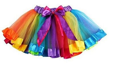 Ragazze Arcobaleno Gonna Tutù Multicolore Sottoveste DA BAMBINO Costume Danza
