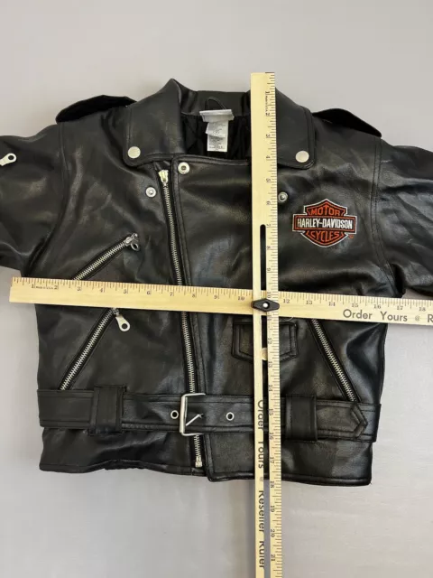 HARLEY DAVIDSON MOTORCYCLES Youth Black Leather Jacket Coat Boys Size 7 ...