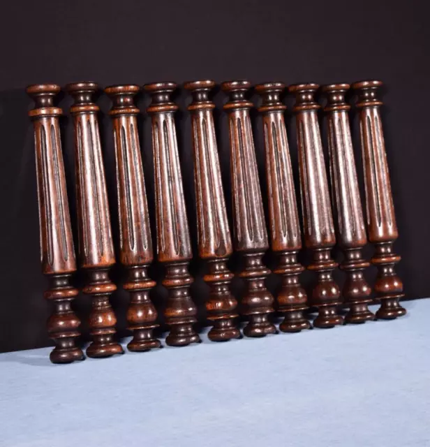 *Set of 10 French Antique Solid Chestnut Wood Posts/Pillars/Columns Salvage