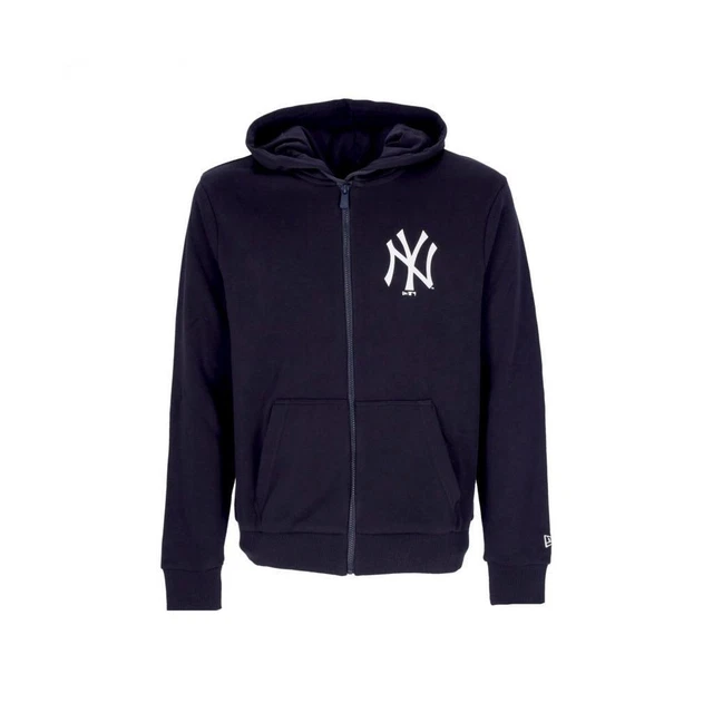 Felpa Uomo invernale zip cappuccio New Era New York Yankees 60284766 blu-bianco