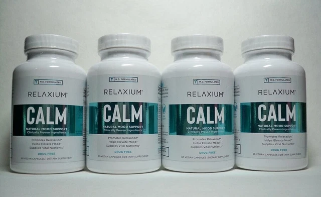 (4) Relaxium Calm Soporte Natural Estado de ánimo MD Formulado 60 Tapas NUEVO 11/2024