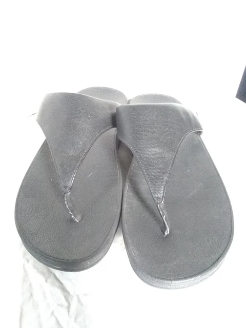FITFLOP 143-001  Black  T Strap Comfort Flip Flop Women’s Size 8
