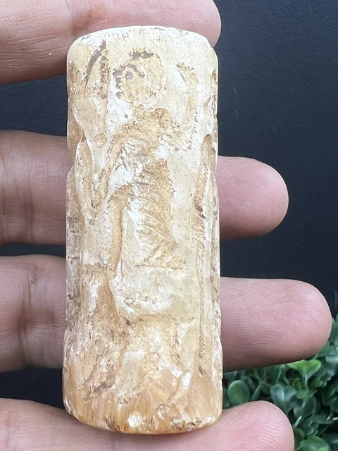 Alabaster Stone Seal Ancient Near East Central Asia Old Antique Cylinder Seal