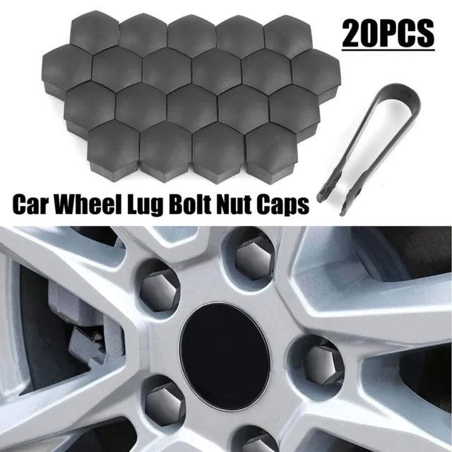 20Pcs 17mm Auto Car Hub Gray Screw Cover Wheel Nut Caps Bolt Rims Accessories