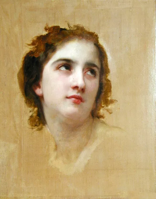 Nice Oil painting Bouguereau - Sketch of a Young Woman portrait canvas