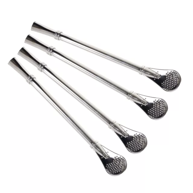 4X Yerba Mate Stainless Steel Drinking Straw Tea Filter Spoon Bombilla Washable