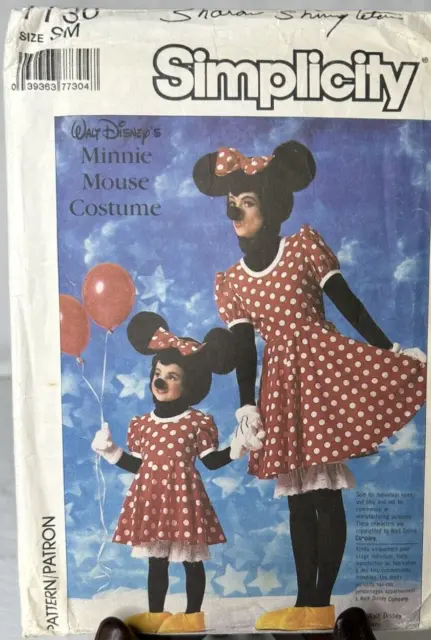 Vtg Sewing Pattern Minnie Mouse Adult Simplicity 7730 Sm (32-34) Uncut