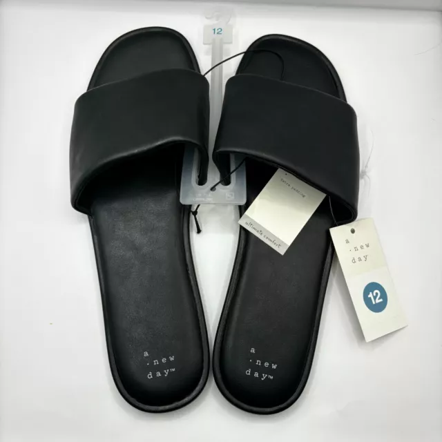 A New Day Women’s Flat Sandals Black Size 12 NEW