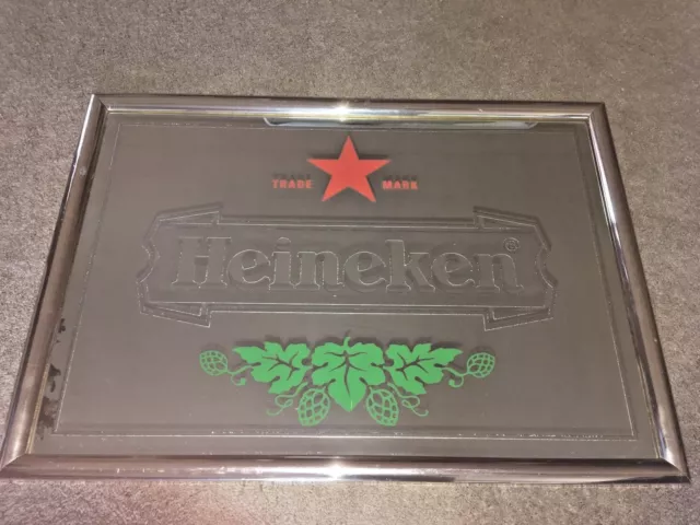 heineken framed beer mirror bar mirror green leaves trade*mark 27'' x 20''