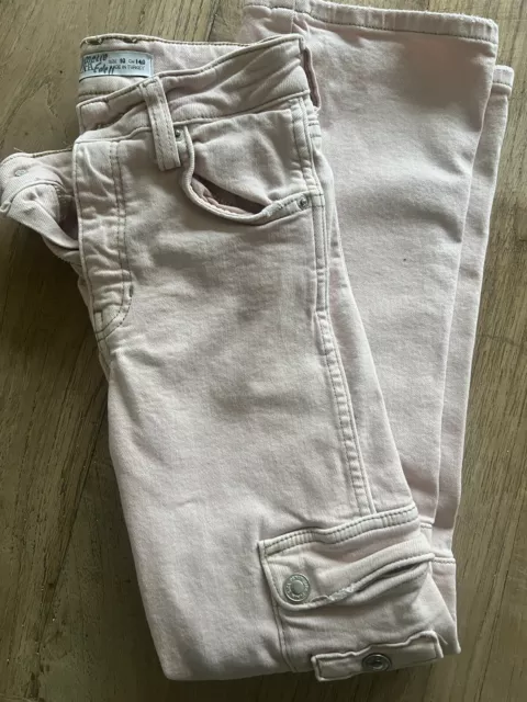 Zara Girls Light Pink Cargo Jeans Age 10 140cm