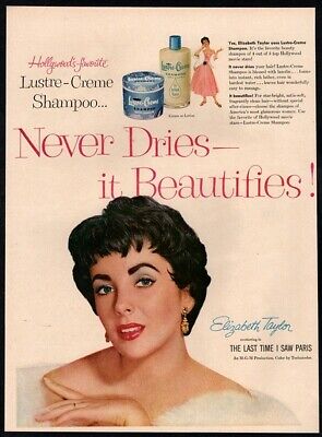 1954 LUSTRE CREME Shampoo: Elizabeth Taylor Vintage Print Ad £7.18 -  PicClick UK