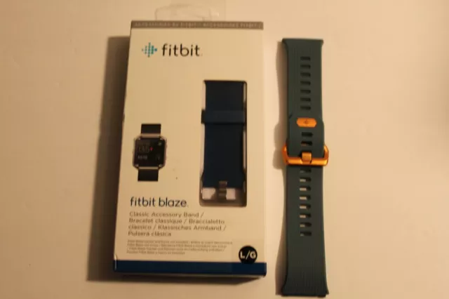 TWO Fitbit Blaze Classic Accessory Band Blue Size Large FB159ABBUS New