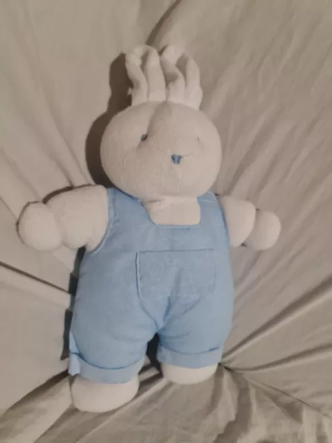 Doudou Peluche KLORANE Lapin Blanc Salopette Bleue NEUF