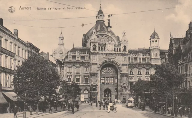 CPA BELGIQUE ANVERS Avenue de Keyser et Gare Centrale